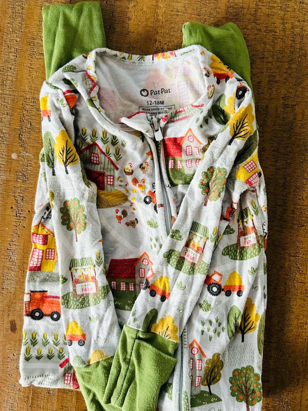 PatPat Baby Farm Tractor Barnyard Zip Sleeper Pajamas 12-18M